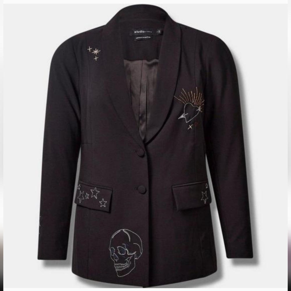 Torrid Black Blazer with Embroidery